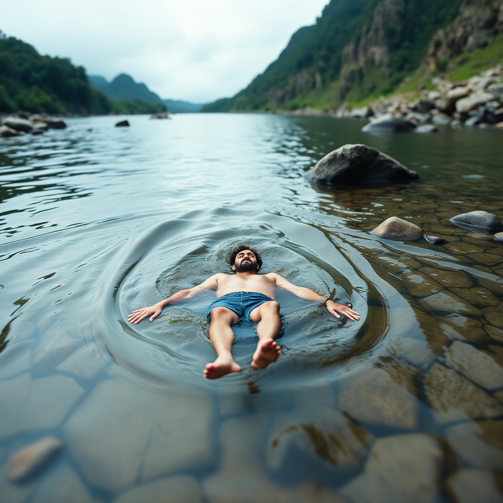 Man is thrown into the channeled bed of the Botafogo Stream